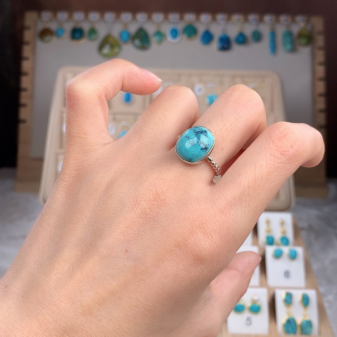 绿松石戒指银S925镶嵌