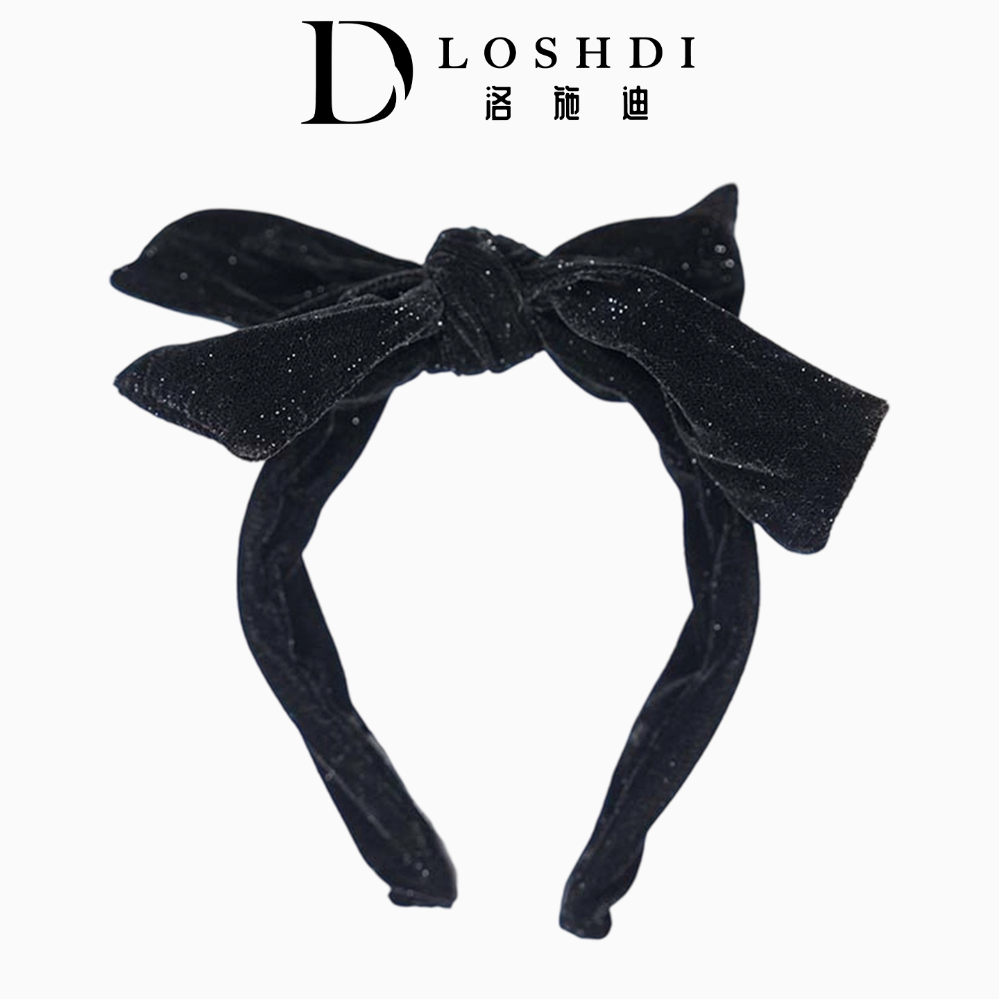 LOSHDI轻奢时尚甜美优雅闪亮蝴蝶发箍网红丝绒气质法式高颅顶头箍