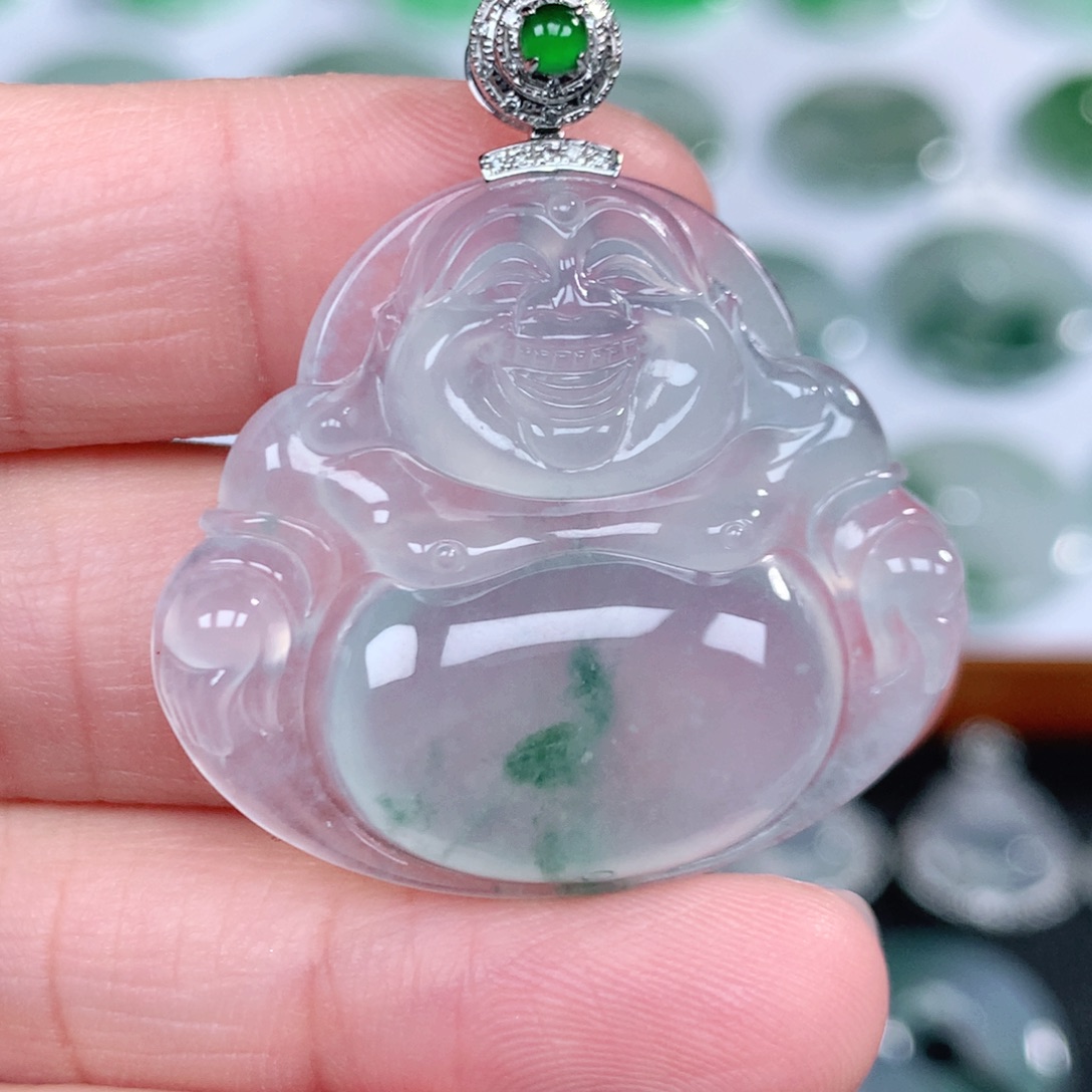 翡翠18K金镶嵌吊坠(不含链)38.2-34.5-5.6