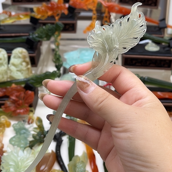 蛇纹石玉岫玉发簪未镶嵌