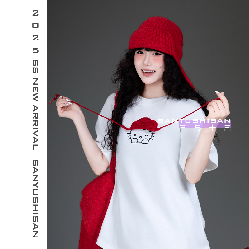 三与十三|珊瑚沙滩|针织毛线帽秋冬季显脸小系带飞行帽百搭护耳