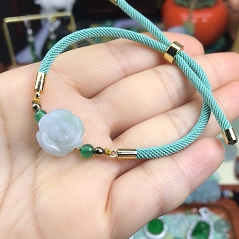 未镶嵌翡翠手链牡丹花