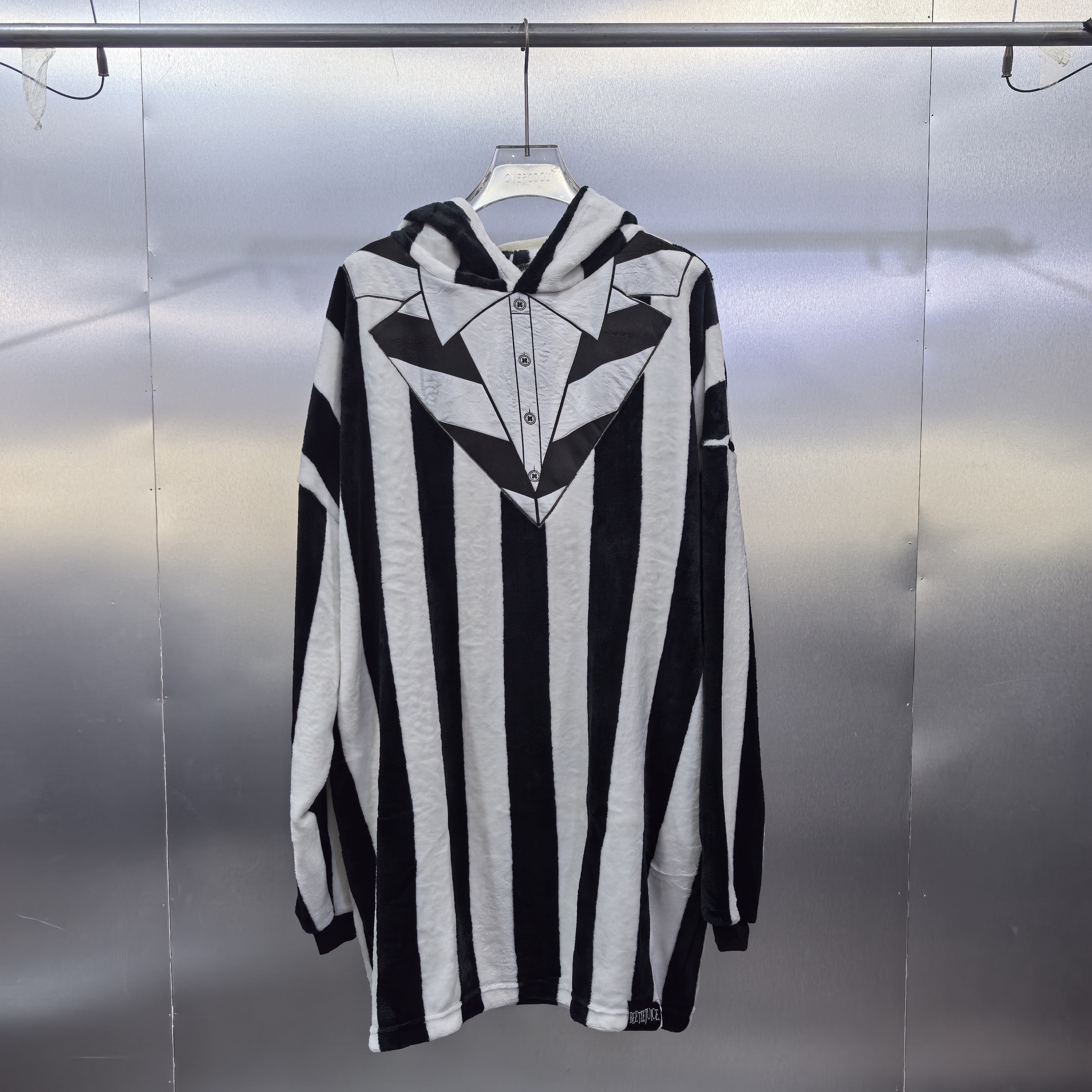 Q09-121501-BEE秋冬款竖条纹宽松舒适帽立体毛绒保暖家居服