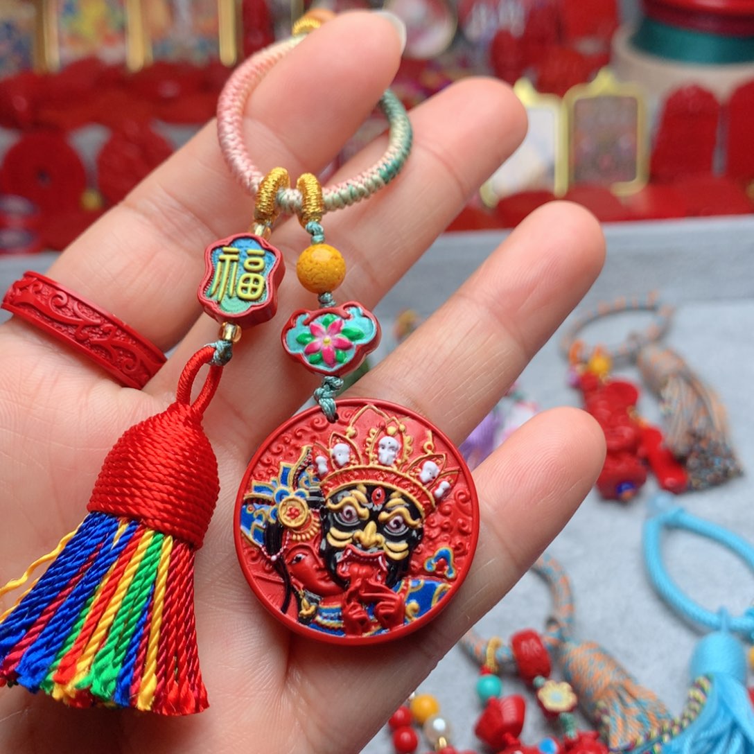 天然辰砂扎基拉姆钥匙扣包包挂