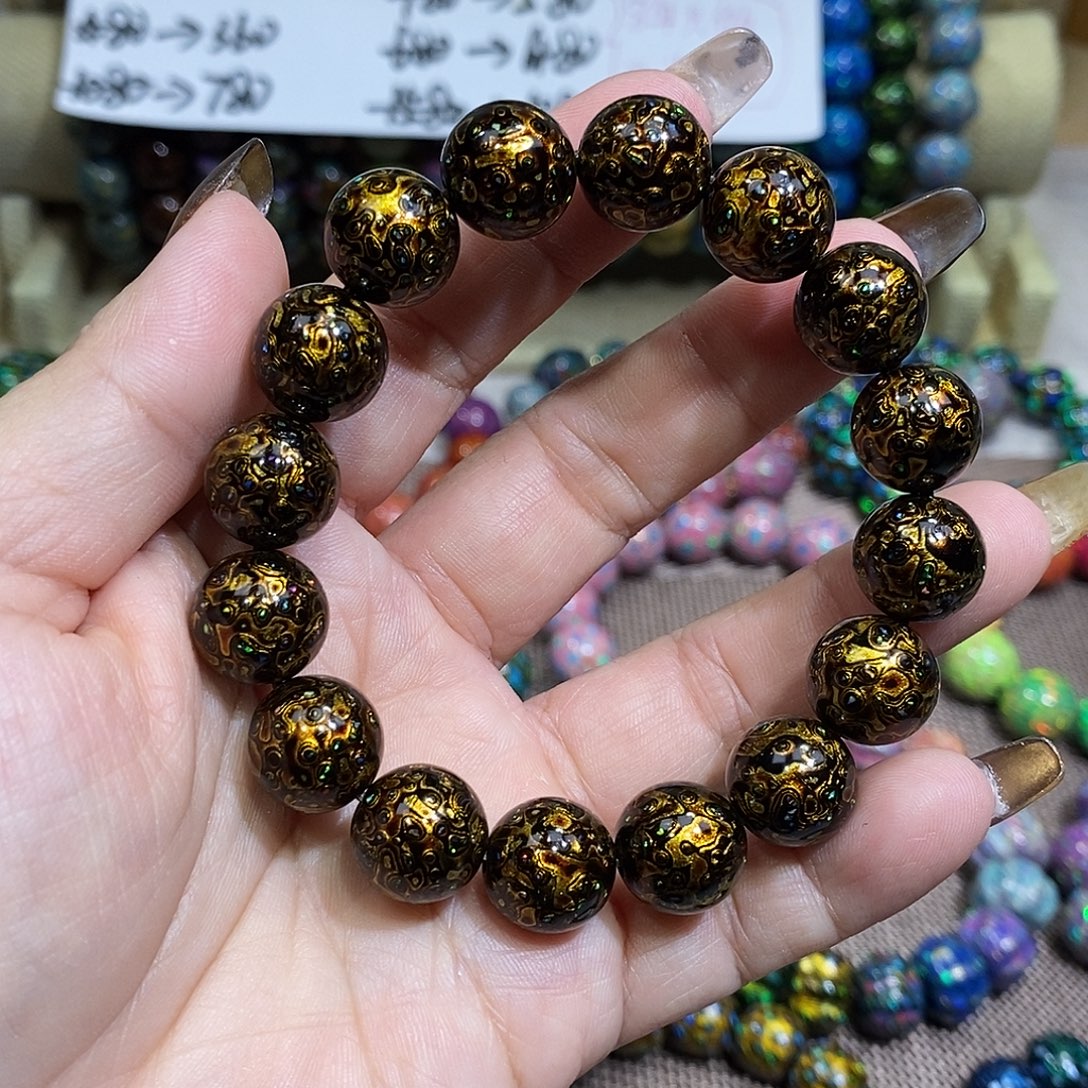 大漆珠1.2黑金镶嵌欧