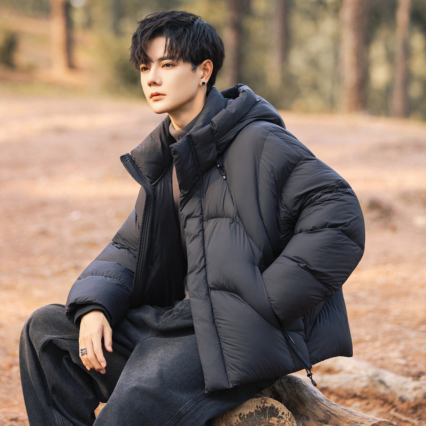 时尚休闲男士冬季加厚保暖90白鸭绒泡芙羽绒服韩版宽松潮流外套潮