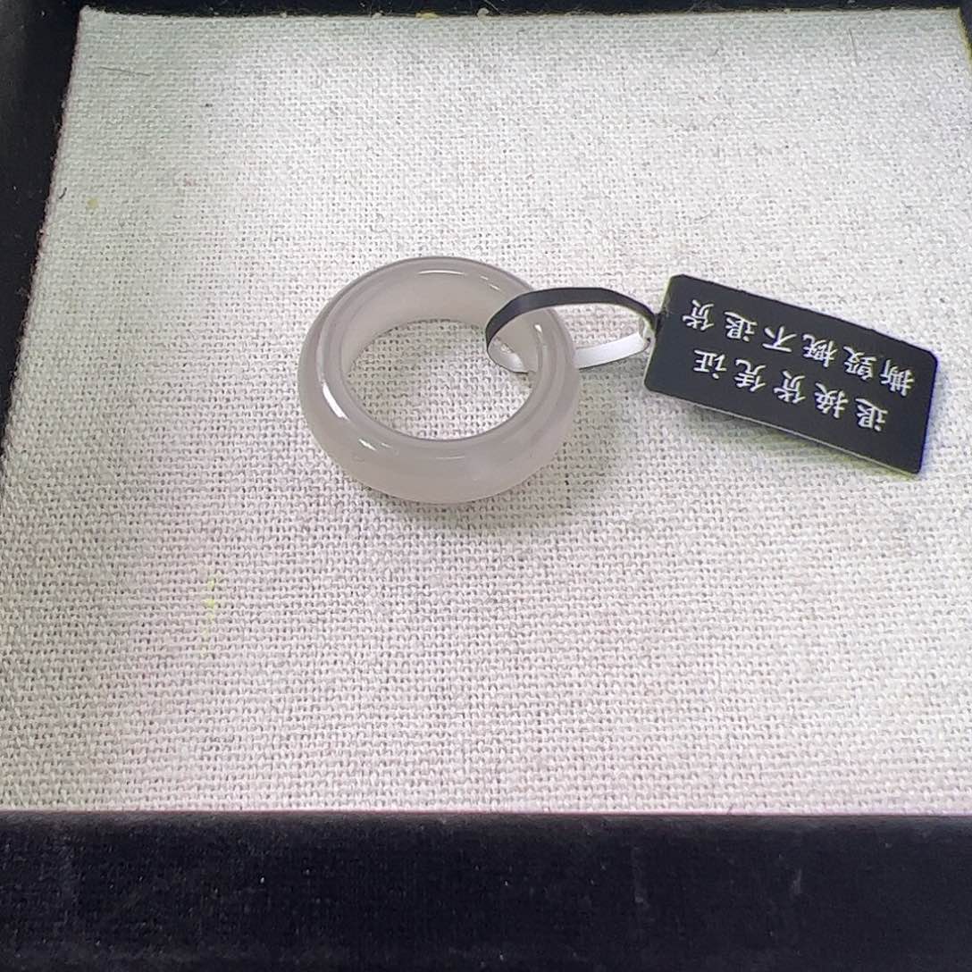 和田玉戒指未镶嵌12号灰藕小灯泡