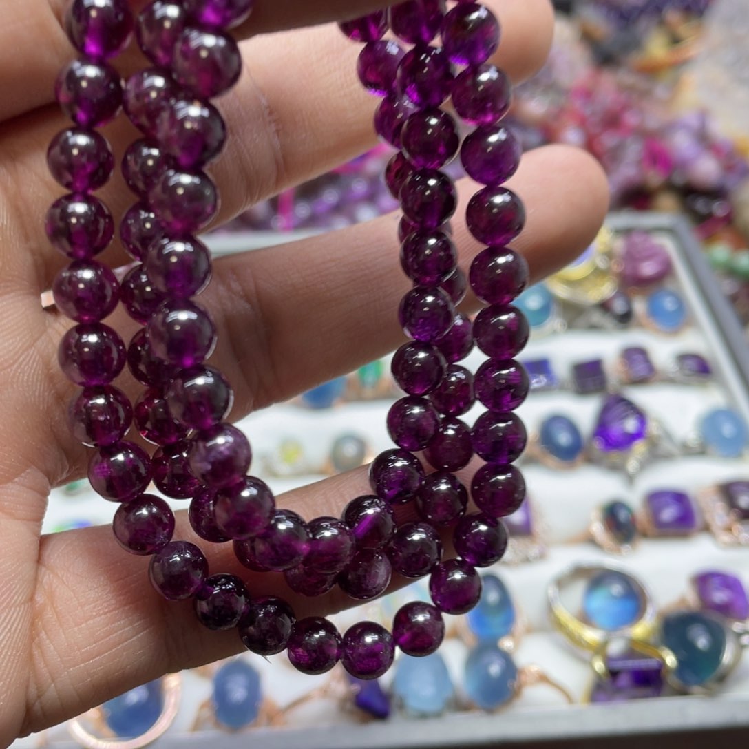 紫晶颈饰银S800镀金镶嵌