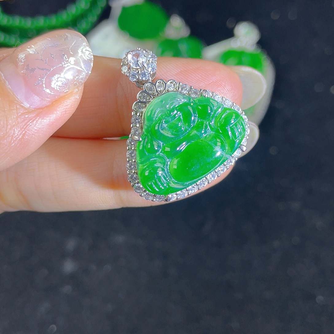 翡翠吊坠(不含链)银S925镶嵌