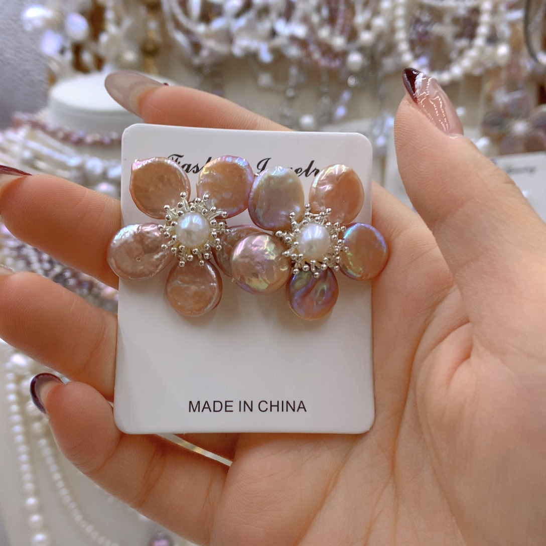 淡水珍珠耳饰合金