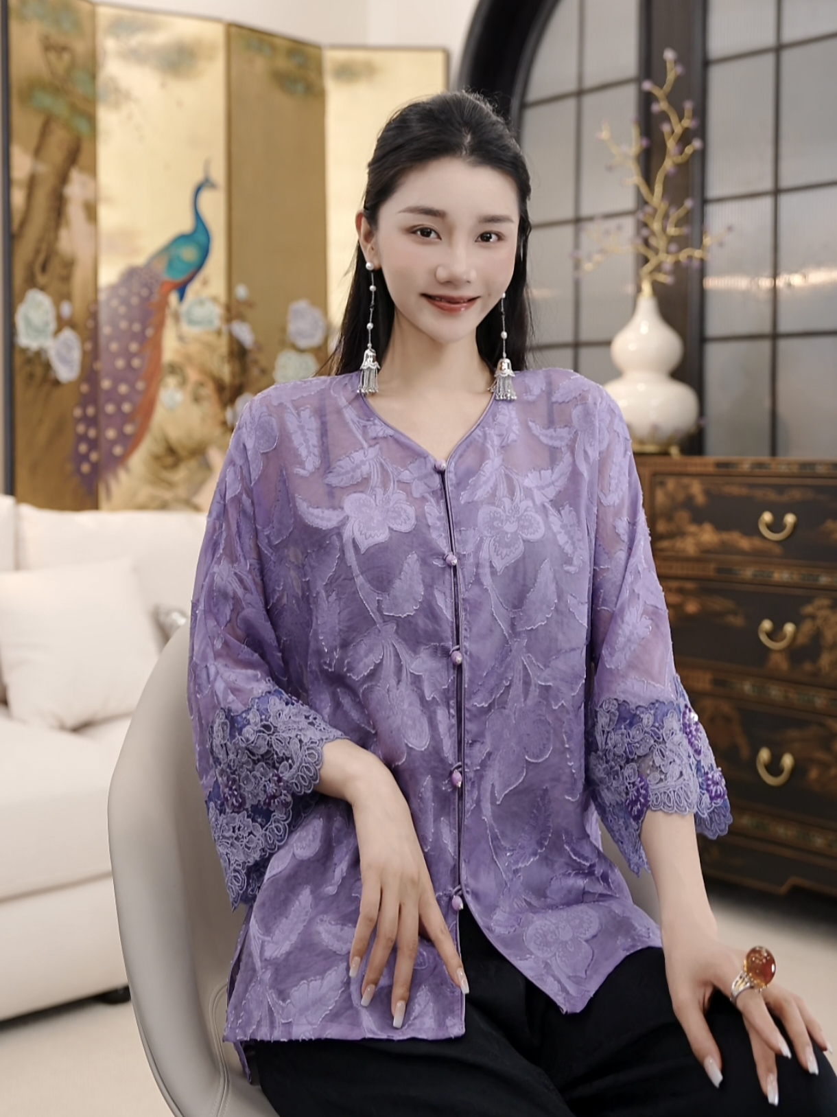 Betty Bairn【黛山暮】高定系列桑蚕丝提花刺绣外套25B-BW10067