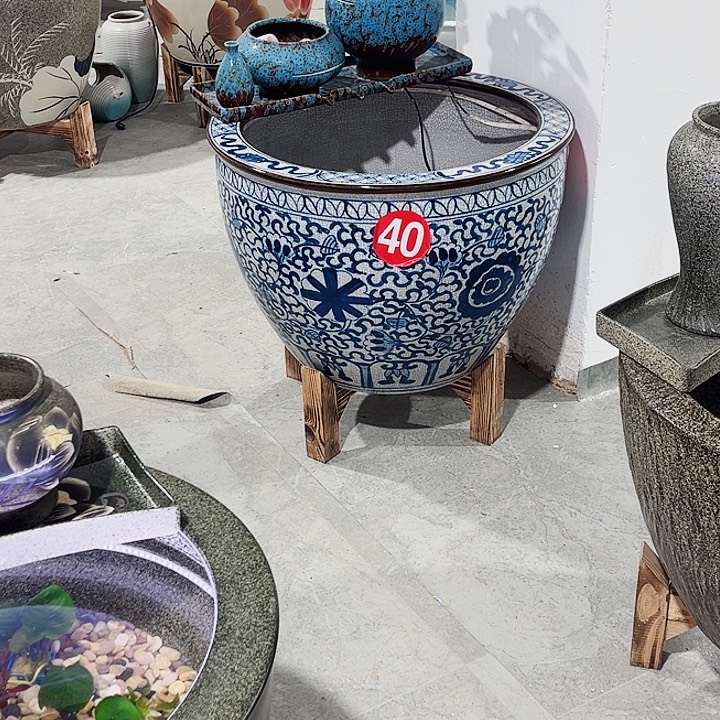 ****生景德镇陶瓷鱼缸艺术直径65厘米高47厘米