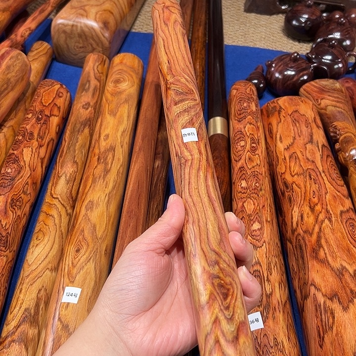 木海南黄花梨擀面杖手把玩棍长40x3.2厘米