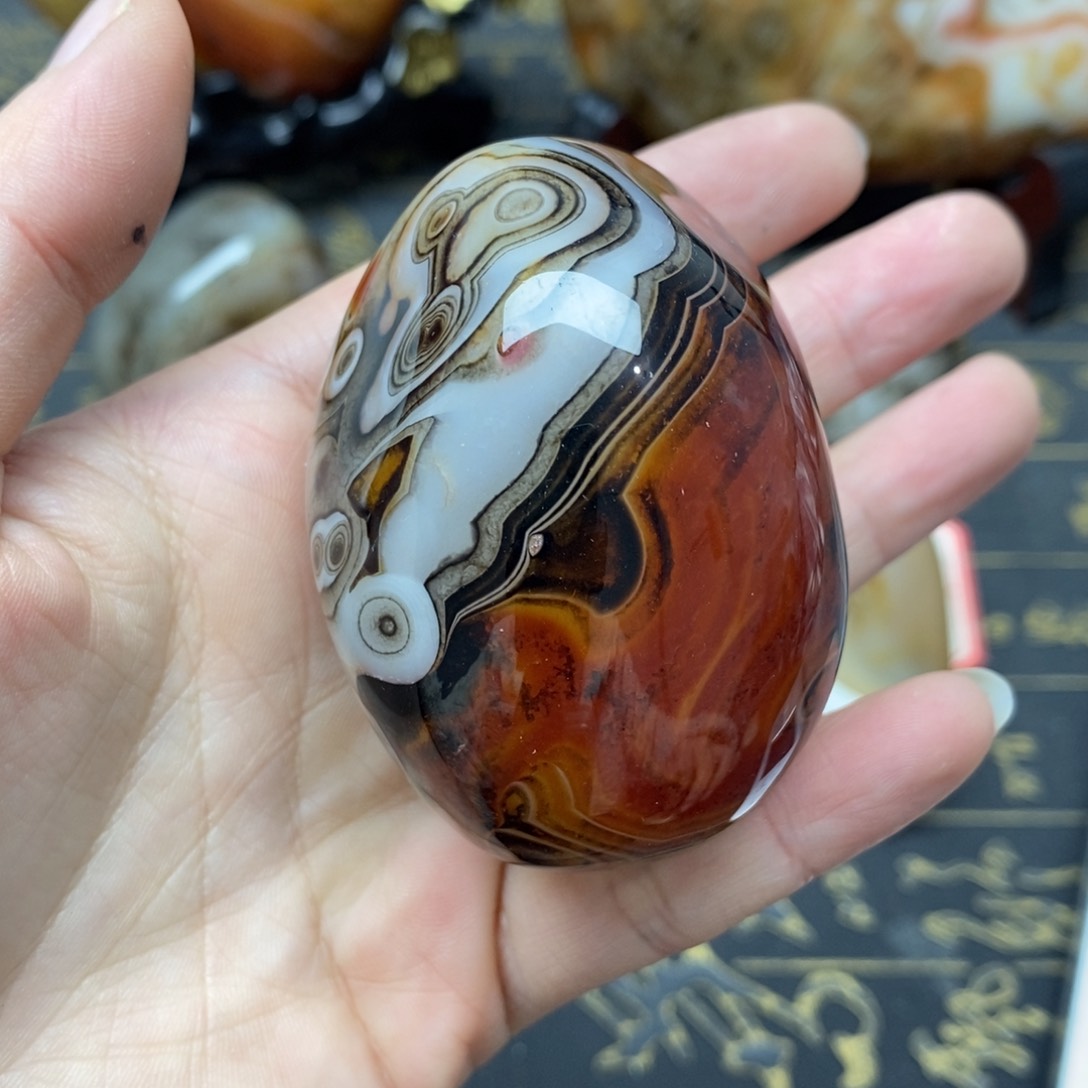 玛瑙/玉髓玛瑙未镶嵌墨**烟