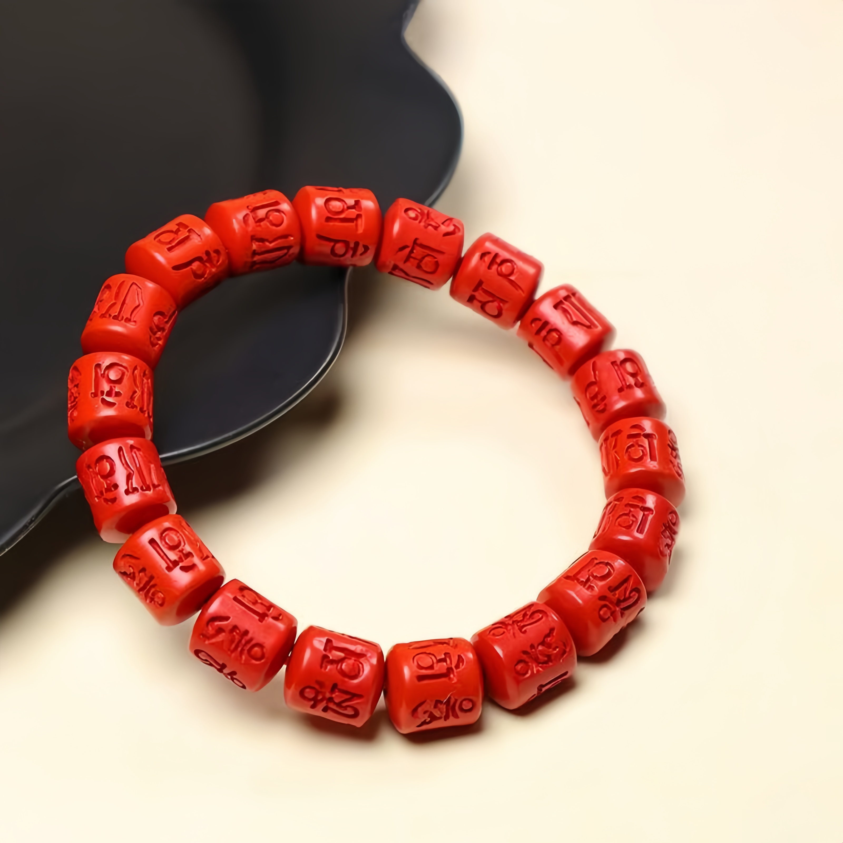 天然辰砂【闪购链接】精品朱砂帝王砂六字真言手串