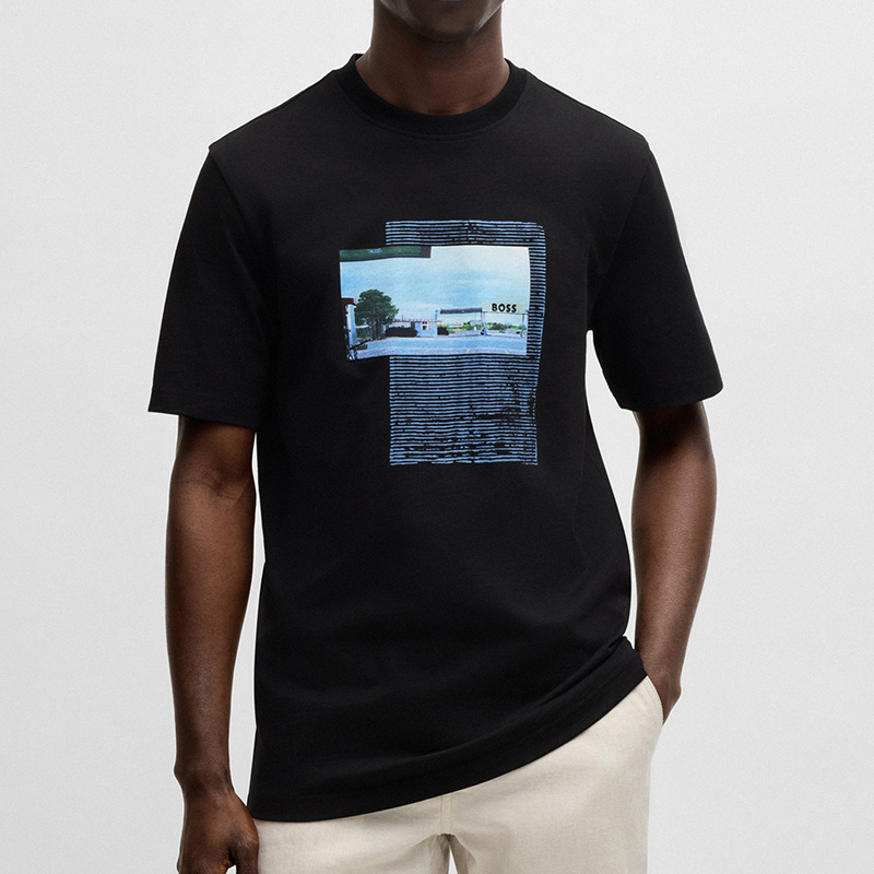 HUGO BOSS雨果博斯男士圆领短袖T恤夏季新款宽松纯棉时尚百搭半袖