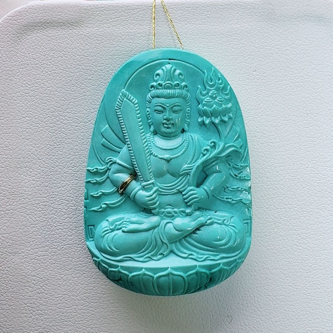 绿松石未镶嵌珠宝奇石精工虚空藏菩萨