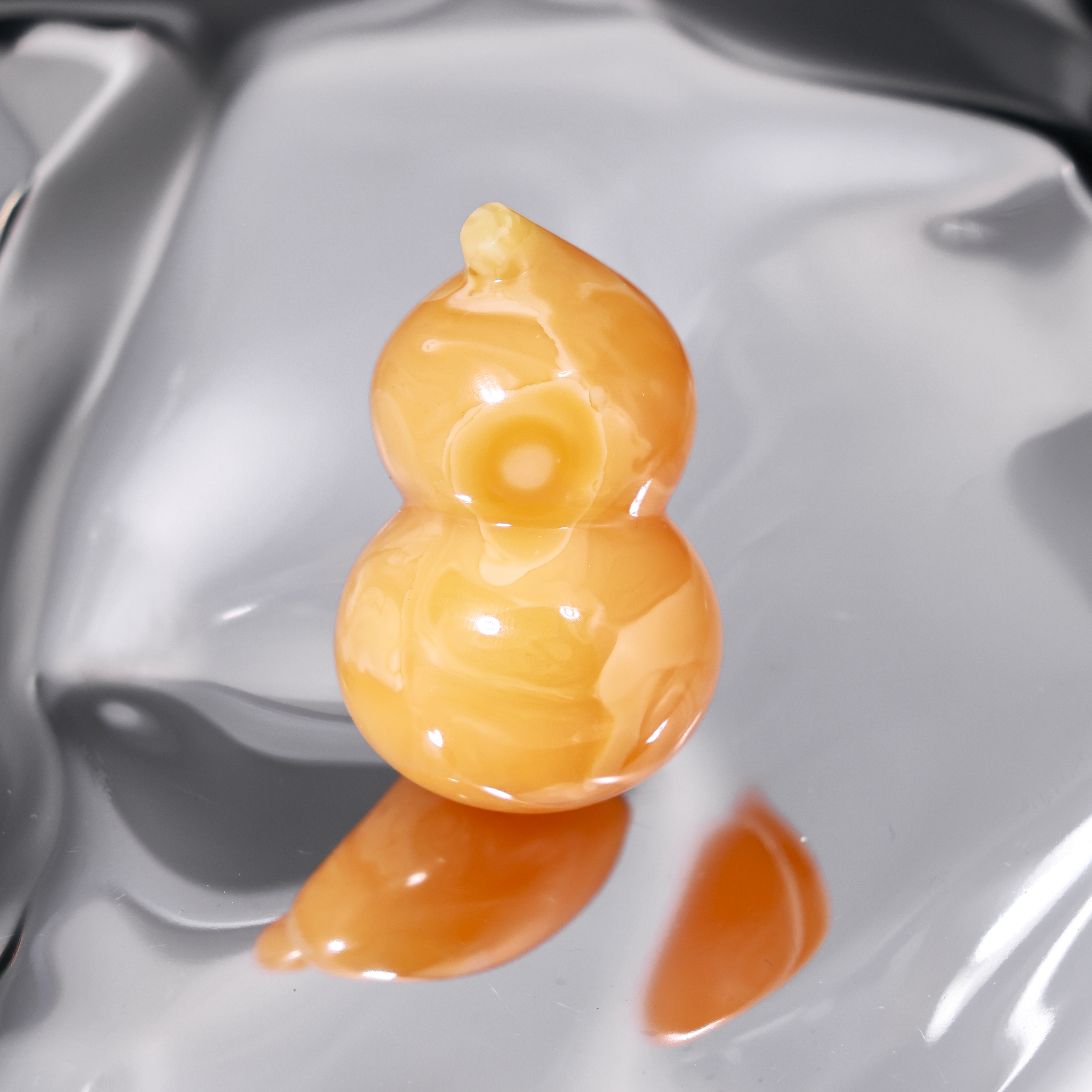 焦皮浓蜡橘红妖花天眼葫芦吊坠  珍藏版橘白妖蜜蜡葫芦吊坠FB207
