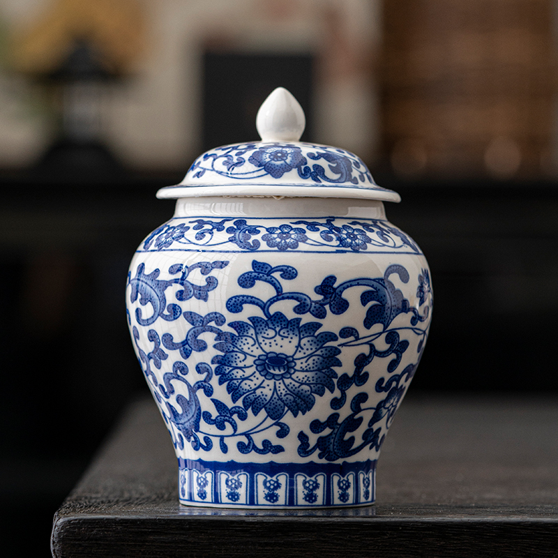 【闪购商品】青花缠枝莲茶叶罐茶罐5351