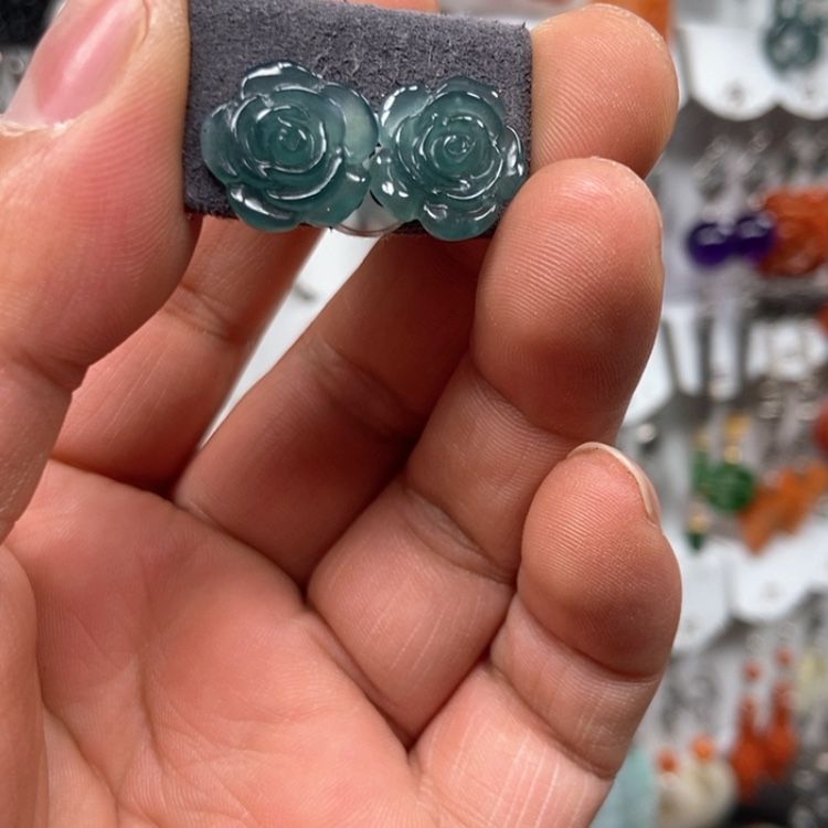 【闪购商品】翡翠耳饰银S925镶嵌耳饰