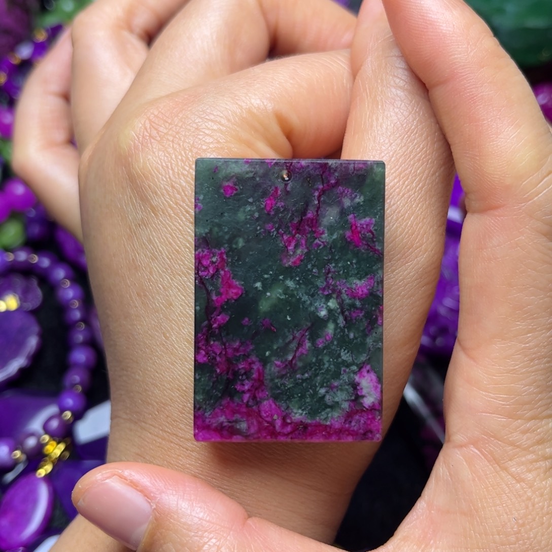 紫泥猪油冻玉华透26送万能扣方便搭项链