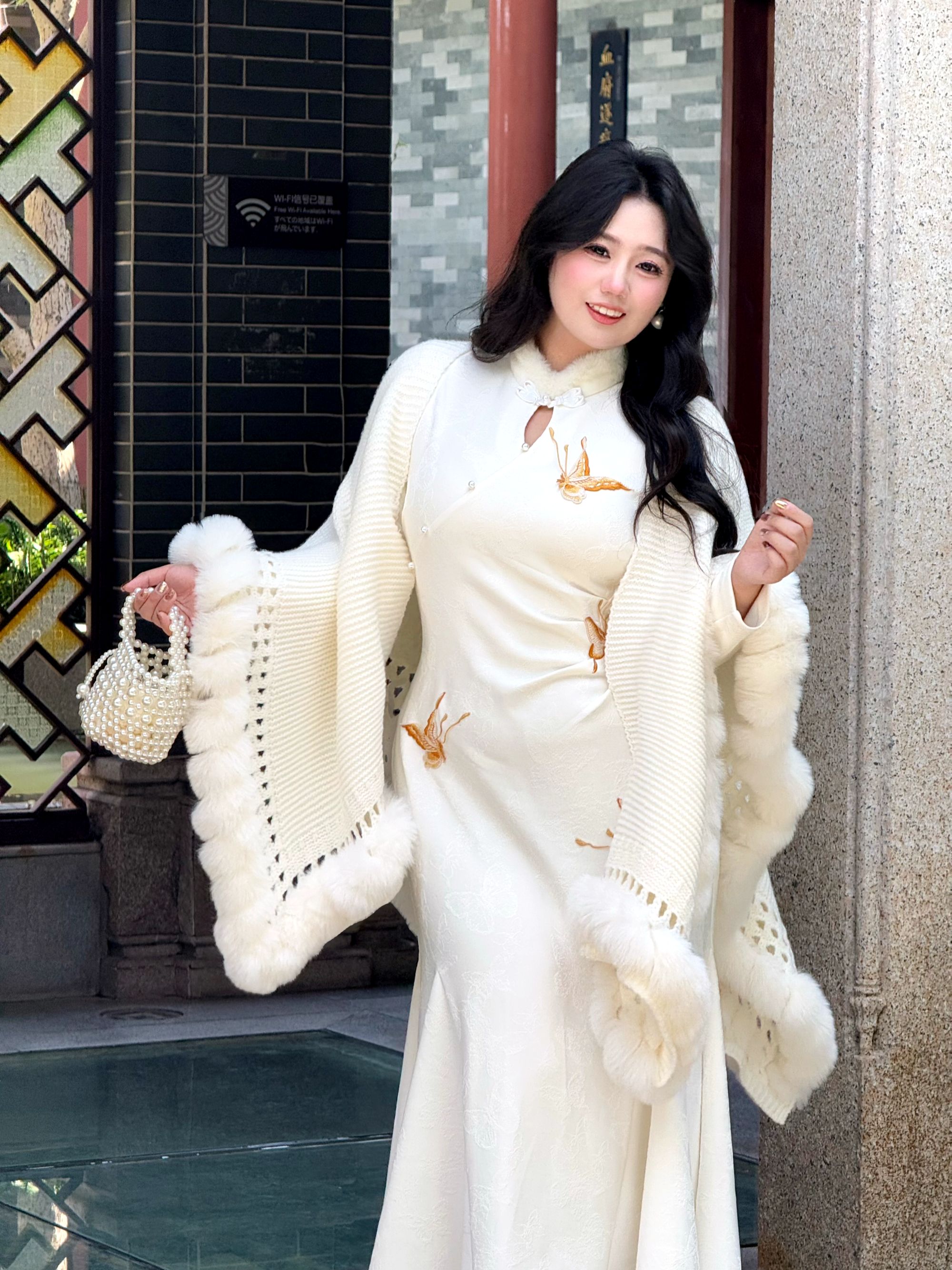 码加加52017胖MM2025秋冬新款新中式温柔超仙收腰鱼尾起旗袍长裙