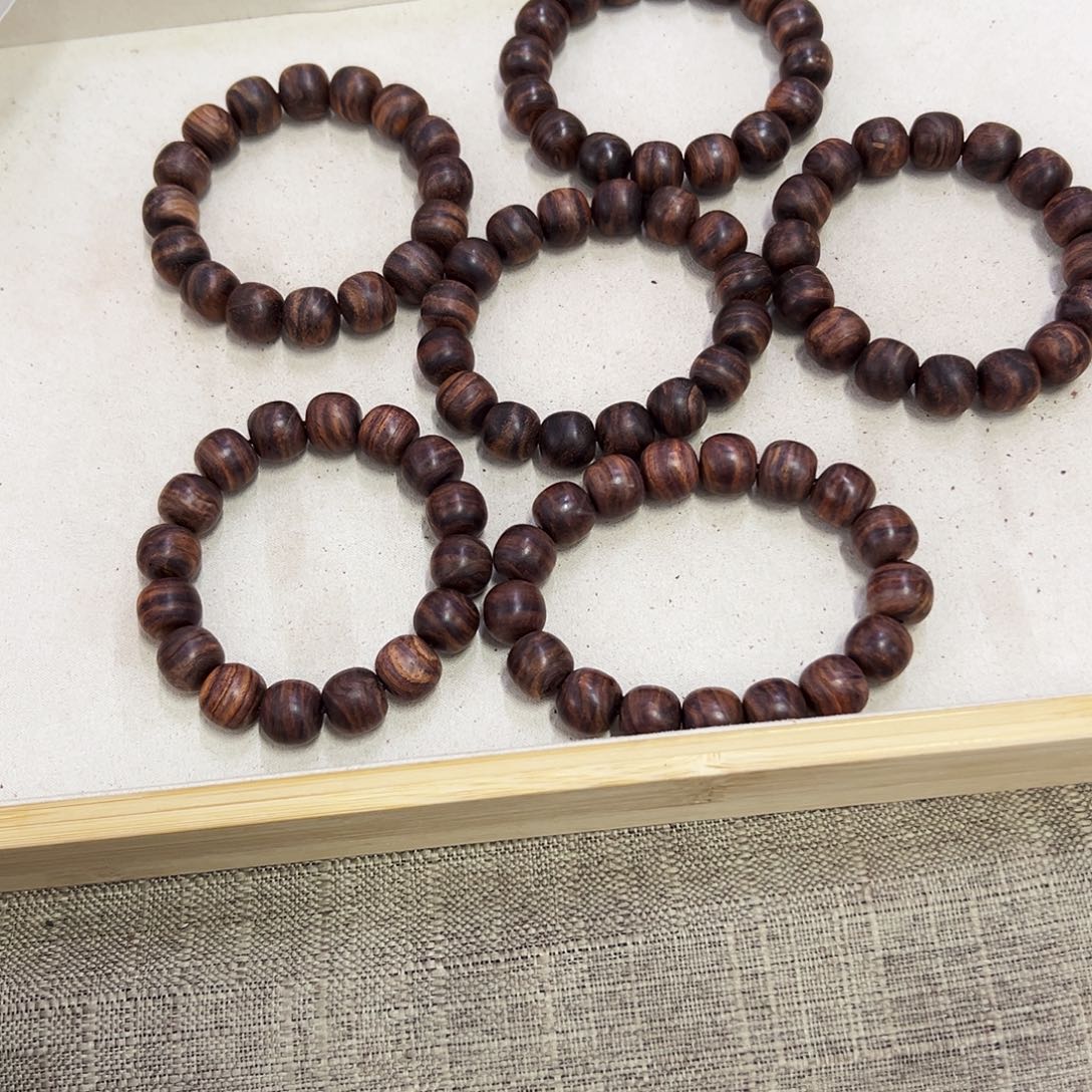 手串/手链黄花梨/降香黄檀14mm桶珠山料初抛无胶无腊