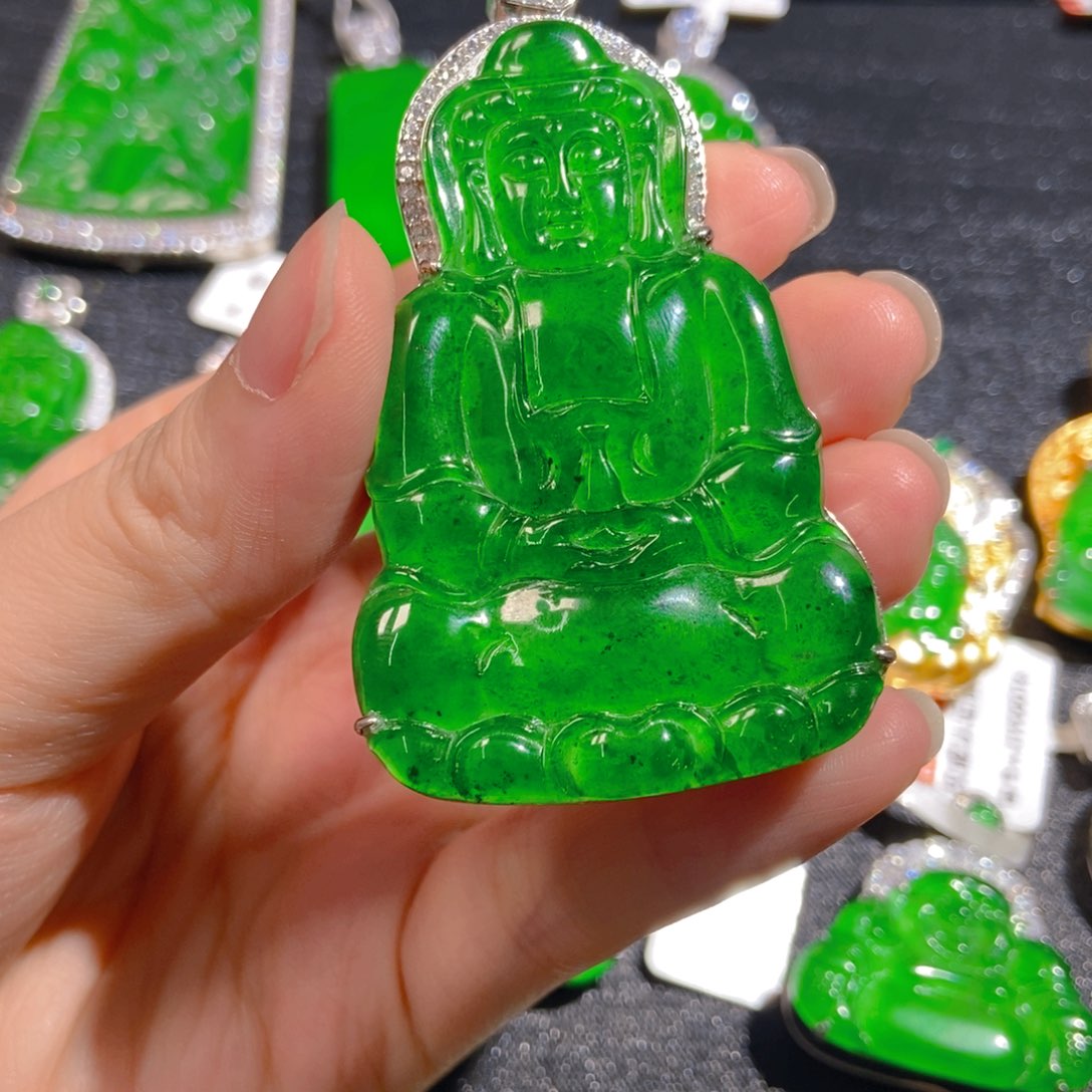 翡翠银S925镶嵌吊坠(不含链)