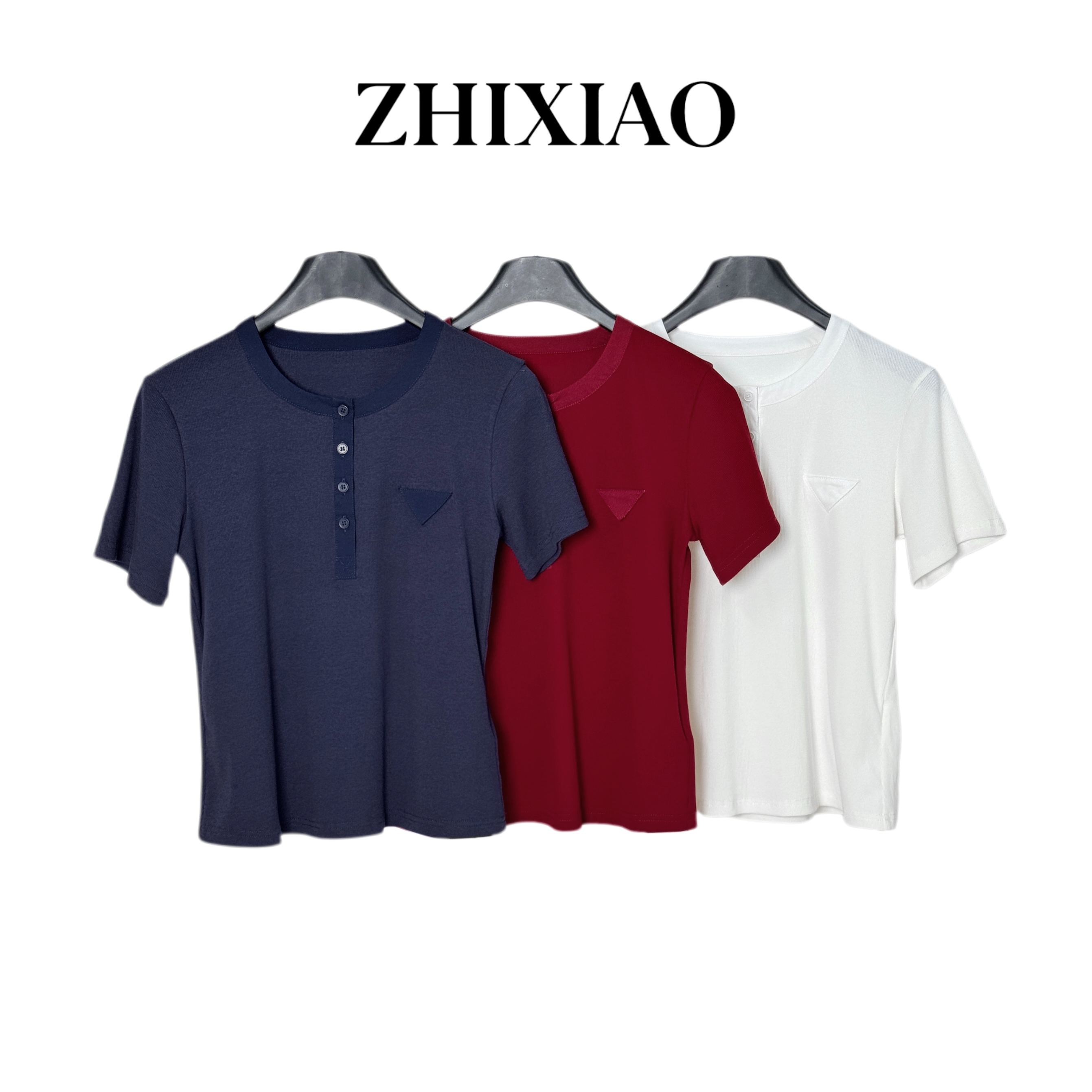 【ZHIXIAO】夏季新款：四粒扣短袖上衣TR795