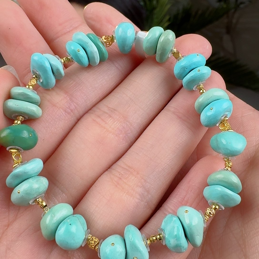 绿松石珠宝奇石18K金镶嵌