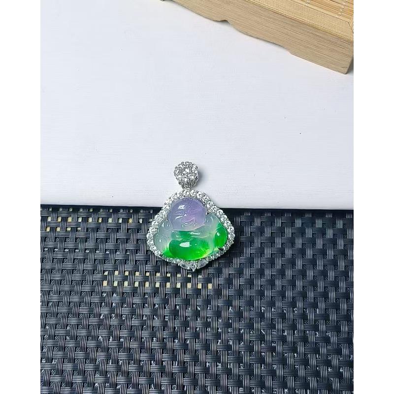 （聚宝严选）A5紫绿佛公吊坠镶嵌精致气质妈妈款时尚精美
