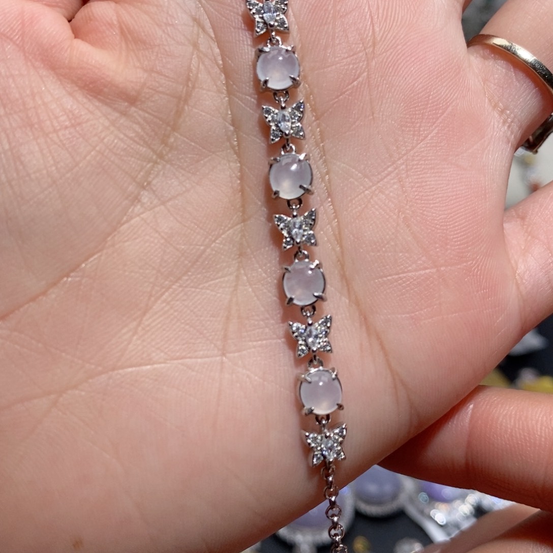 翡翠手链银S925镶嵌c c c