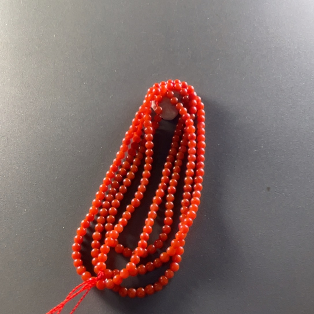 南红玛瑙未镶嵌天然原矿杨柳三眼井柿子红小米珠多圈