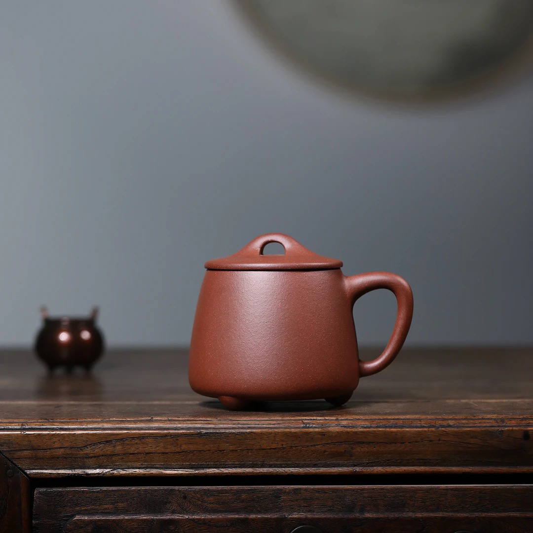 雪涓中槽清400CC左右宜兴原矿紫砂石瓢盖杯男女士家用