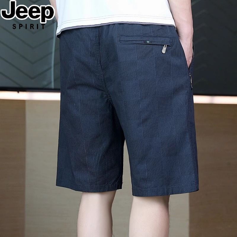 JEEPSPIRIT吉普2025夏季新款纯棉短裤男士休闲薄款黑色百搭五分裤