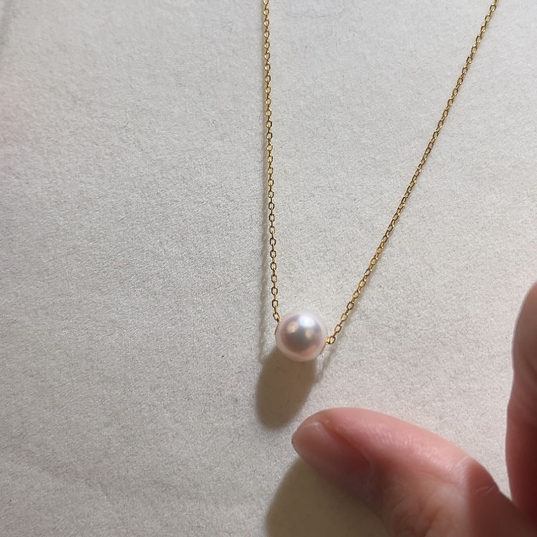 银S925镶嵌淡水珍珠颈饰有瑕