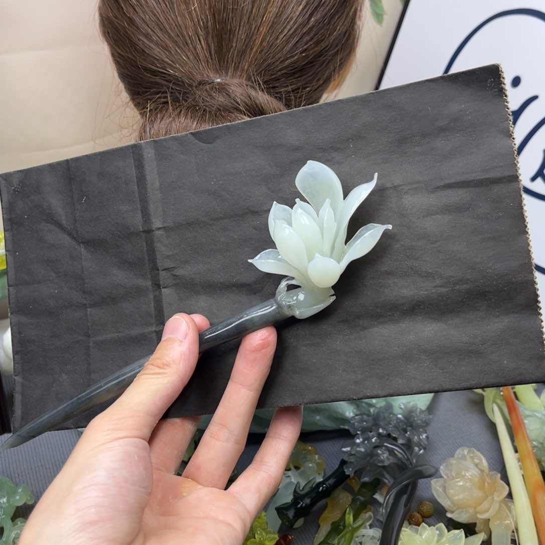 蛇纹石玉合金发饰