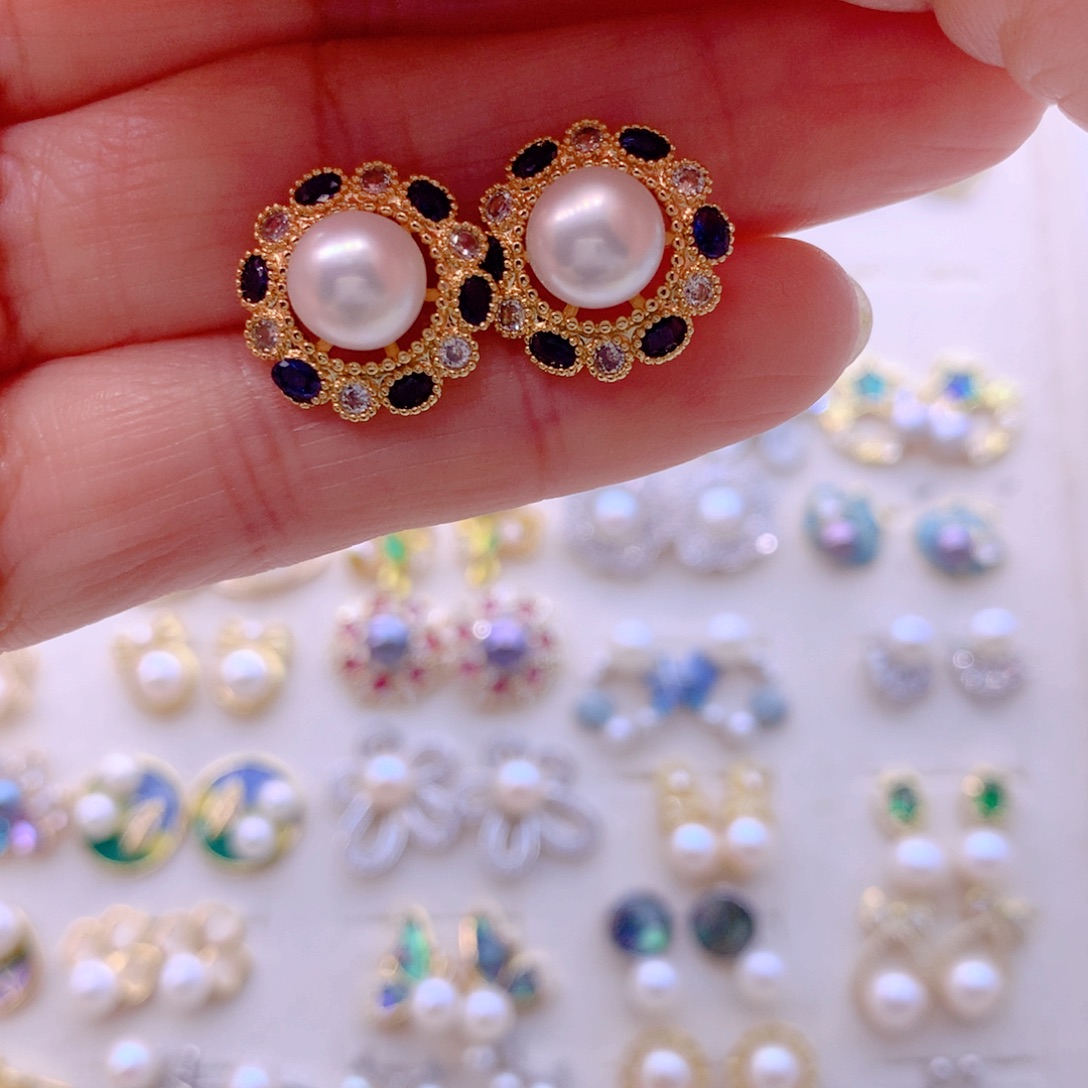 合金耳饰淡水珍珠