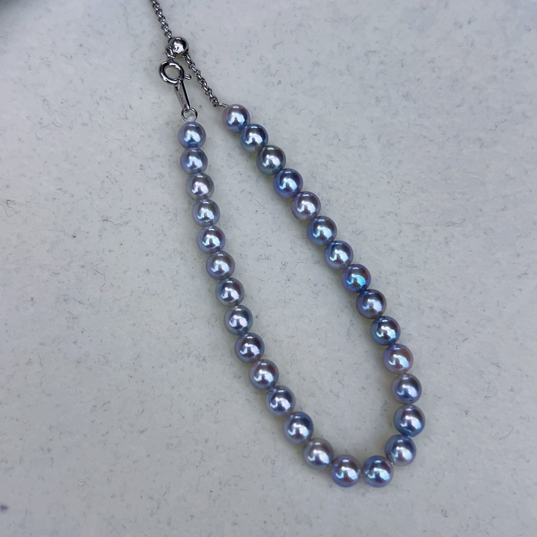 海水珍珠海水akoya设计款手链5-6mm银S925镶嵌