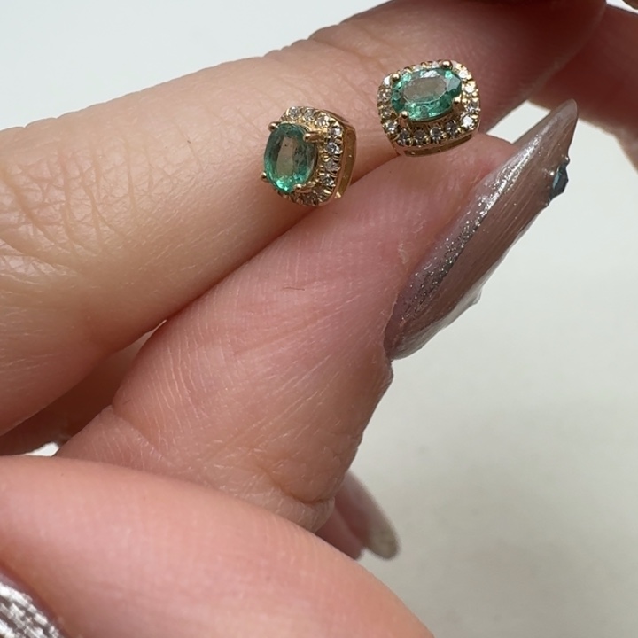 祖母绿耳饰18K金镶嵌英****a