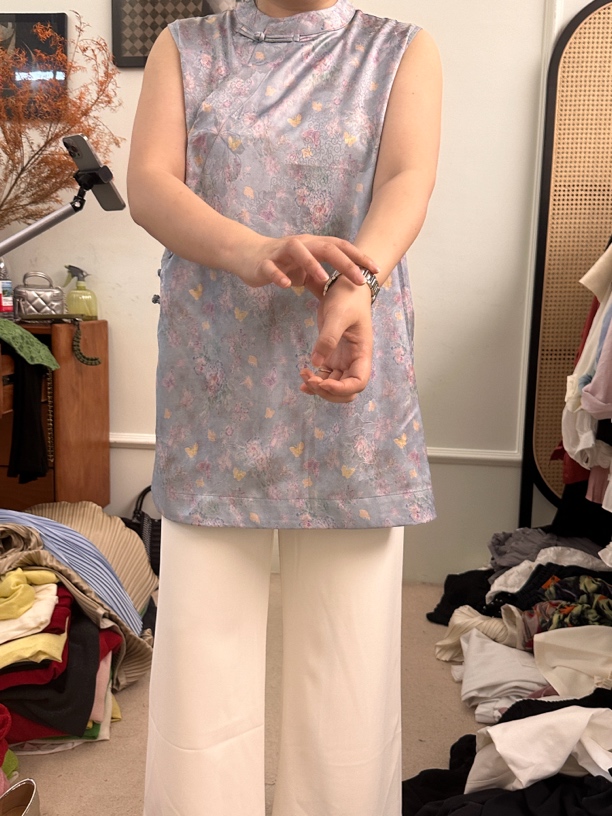 林杠杠夏季新品/缎面丝滑国风马甲