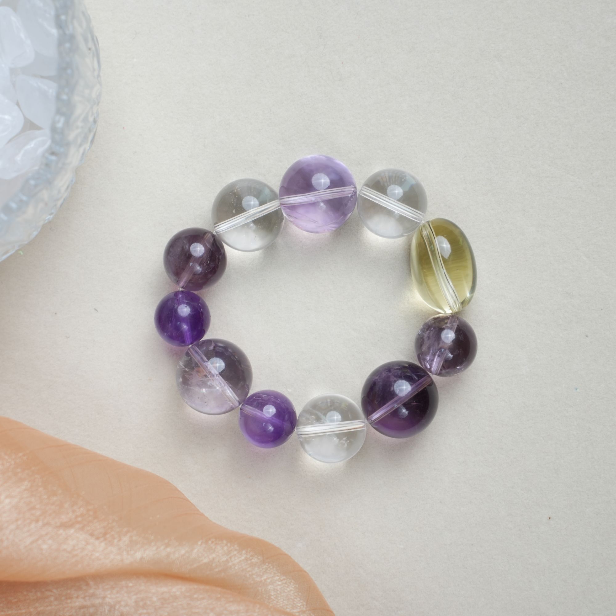 梵熹水晶 【落日紫辉】天然紫水白水黄水手串多样性发一