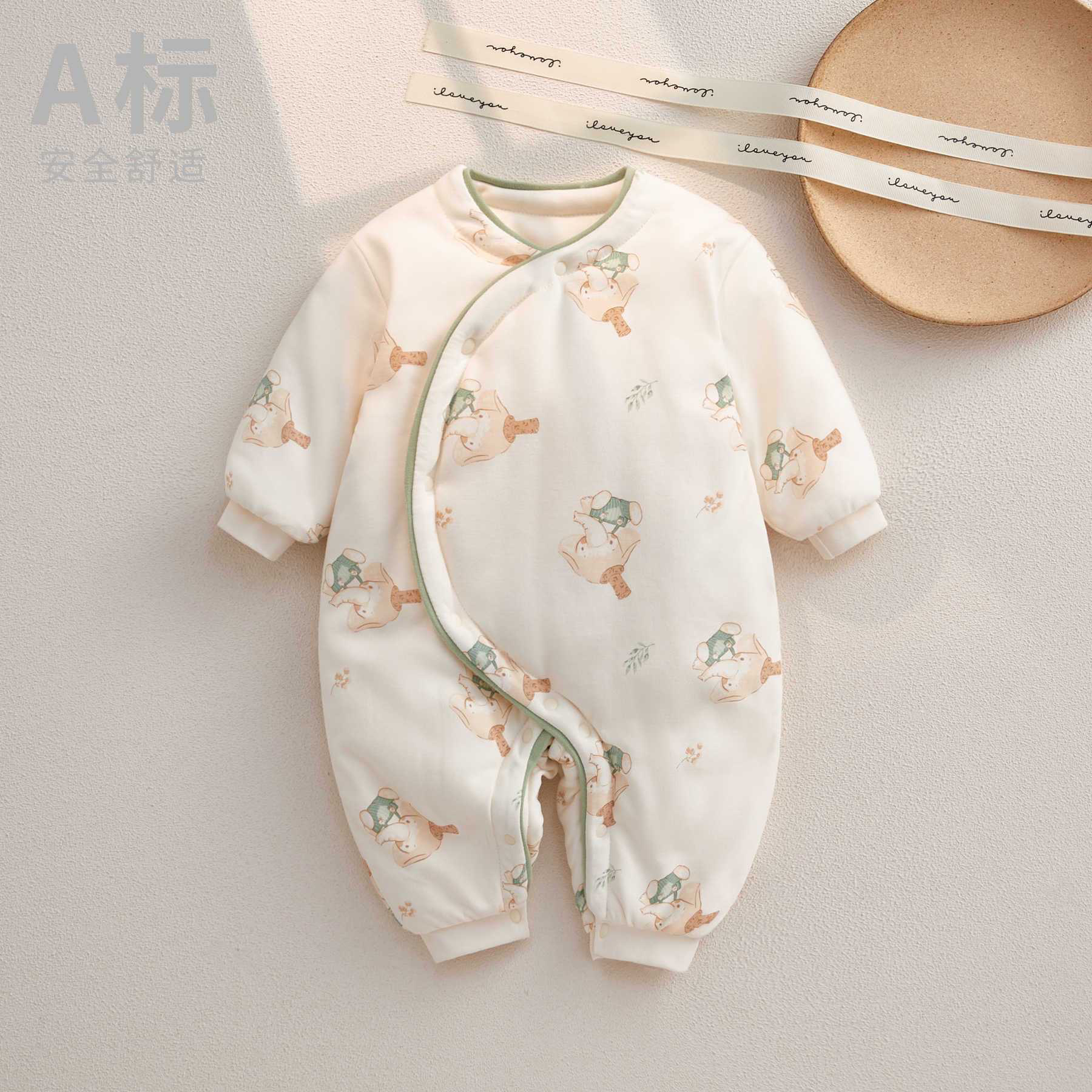 （单件）新生儿加厚棉服秋冬保暖连体衣婴儿哈衣宝宝爬服冬季