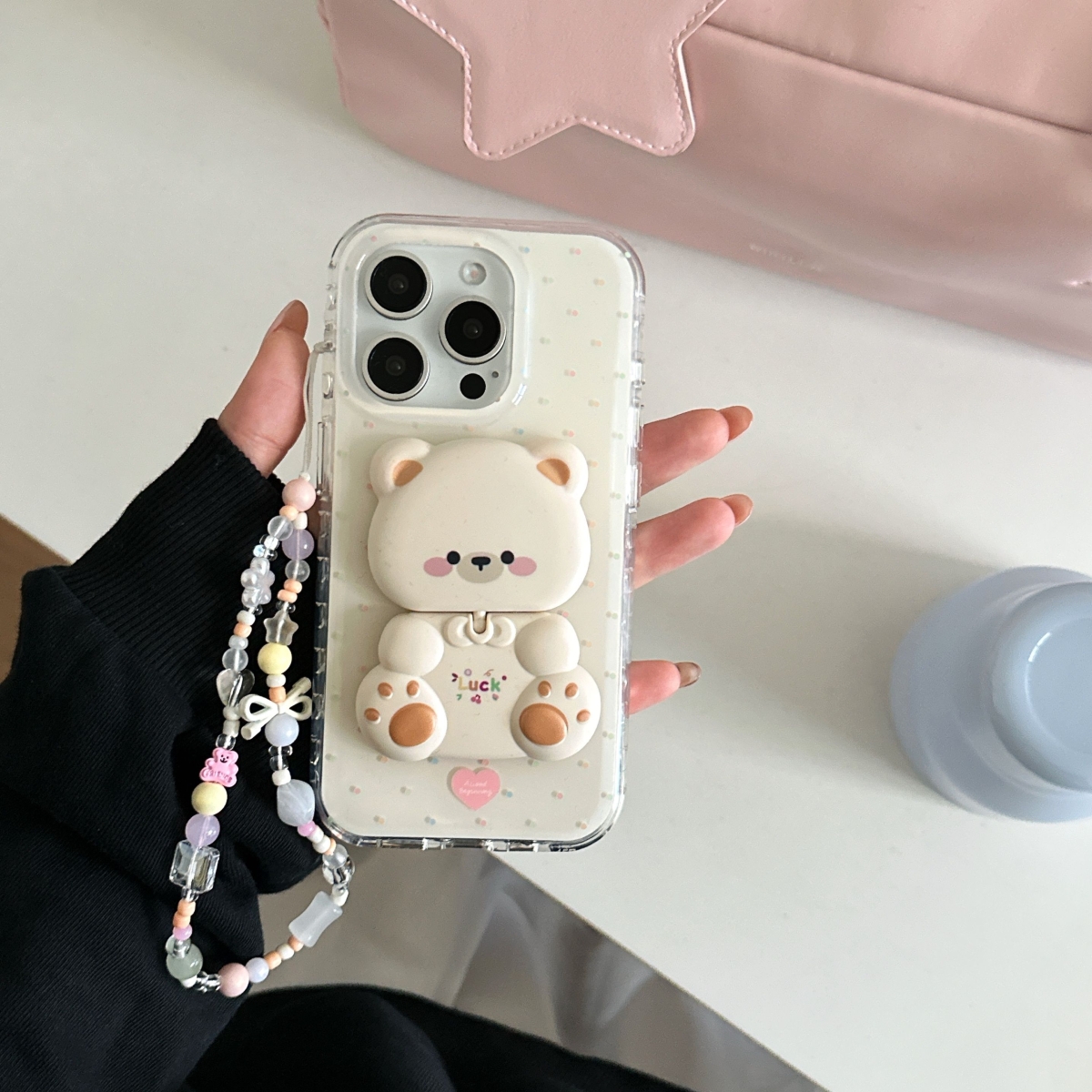 彩色波点支架链条适用于苹果16/15/14/13/promax手机壳iphone16p