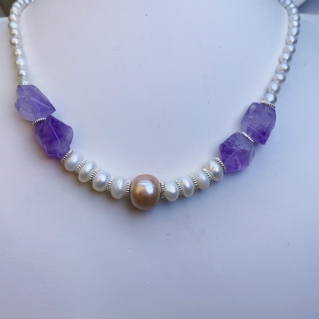 淡水珍珠颈饰银S925镶嵌