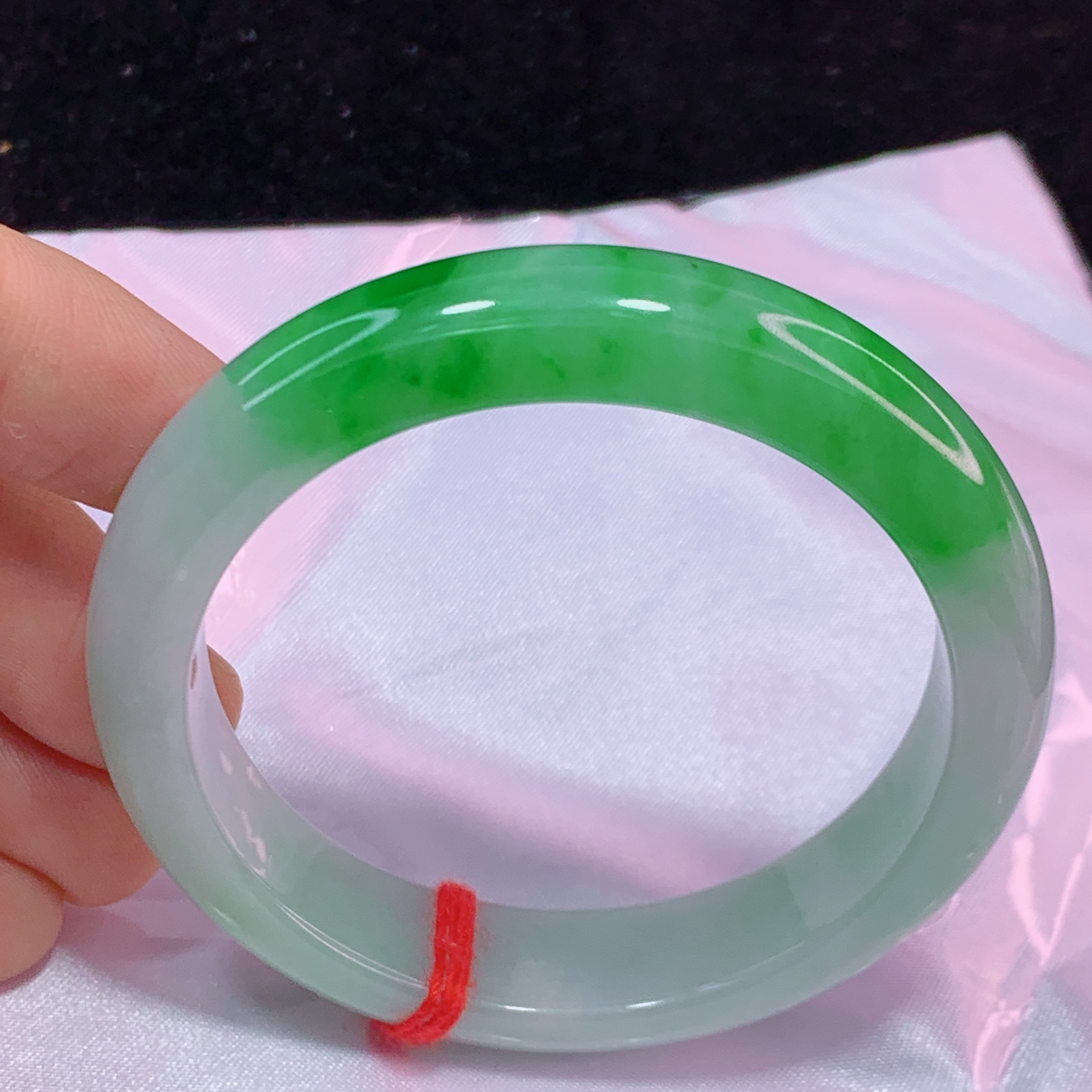 缅甸天然A货翡翠手镯冰透色标级别天花板正阳辣阳5455圈口