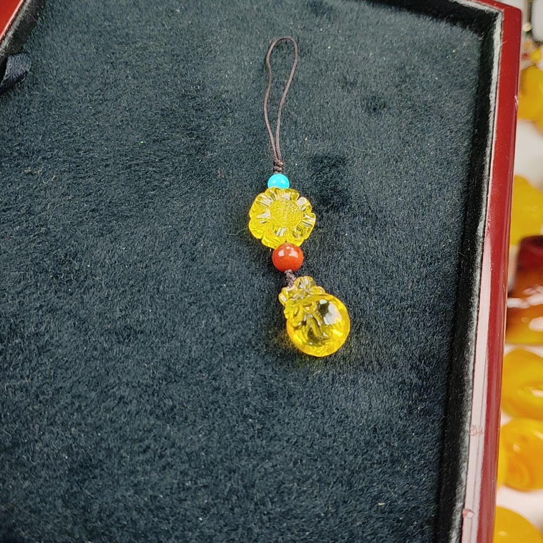 蜜蜡吊坠(赠链)未镶嵌手机挂