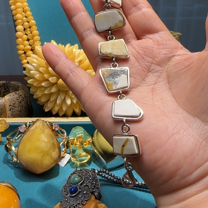 琥珀未镶嵌手链波兰设计款琥珀蜜蜡