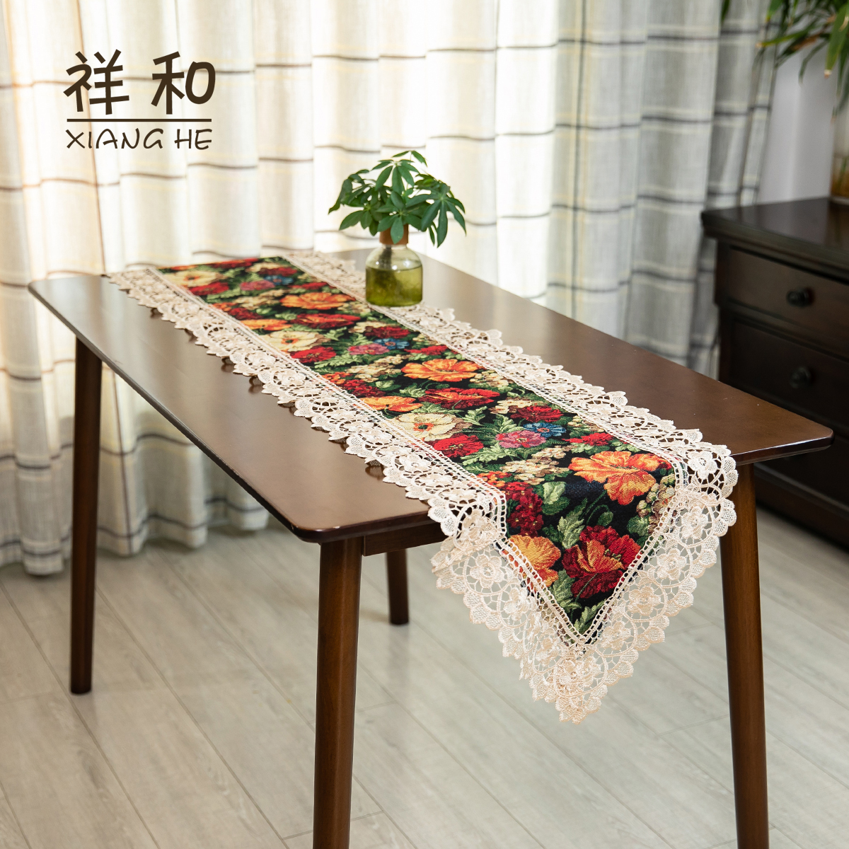  C006-11棉麻（40*260CM）彩色花卉桌旗