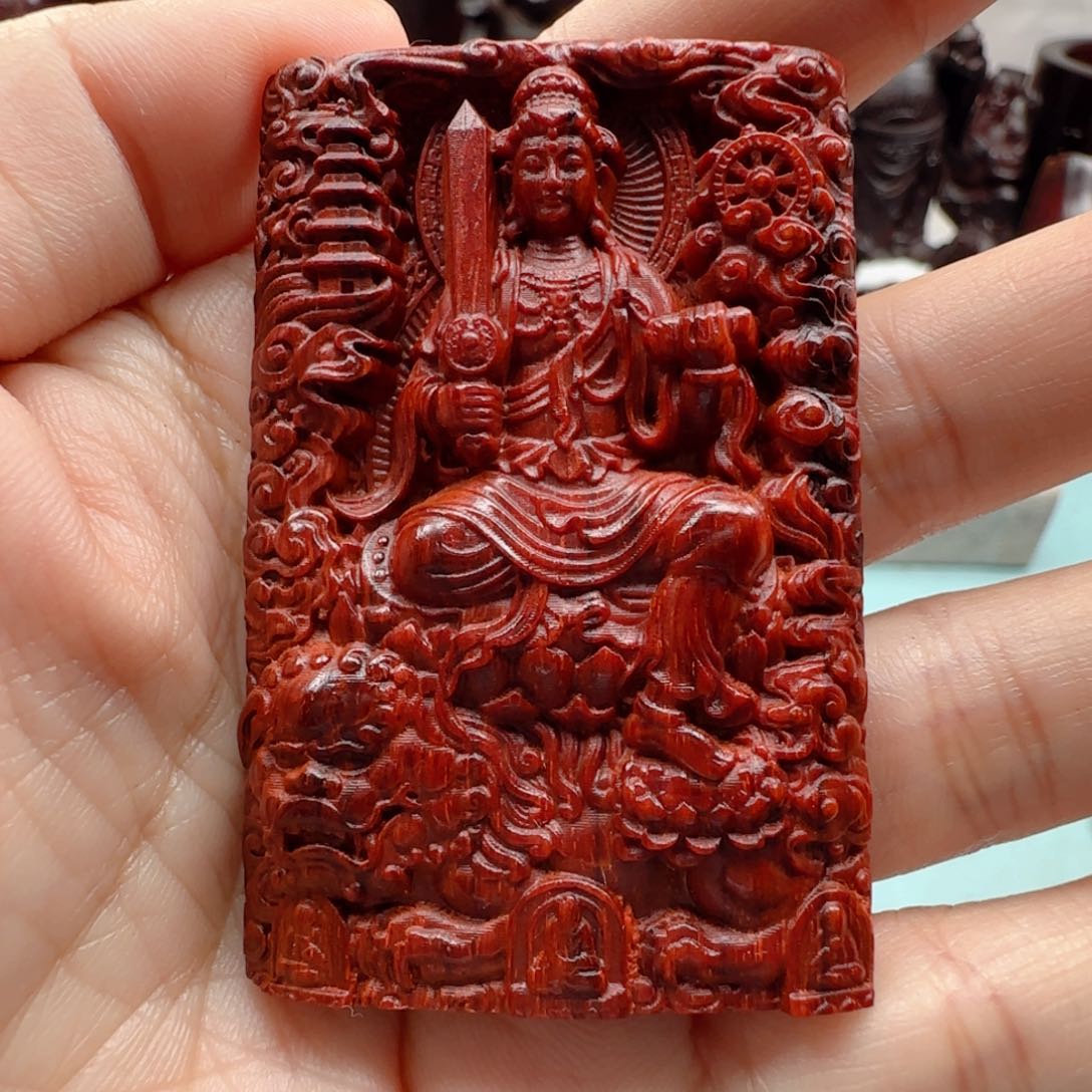 小叶紫檀把件文殊菩萨